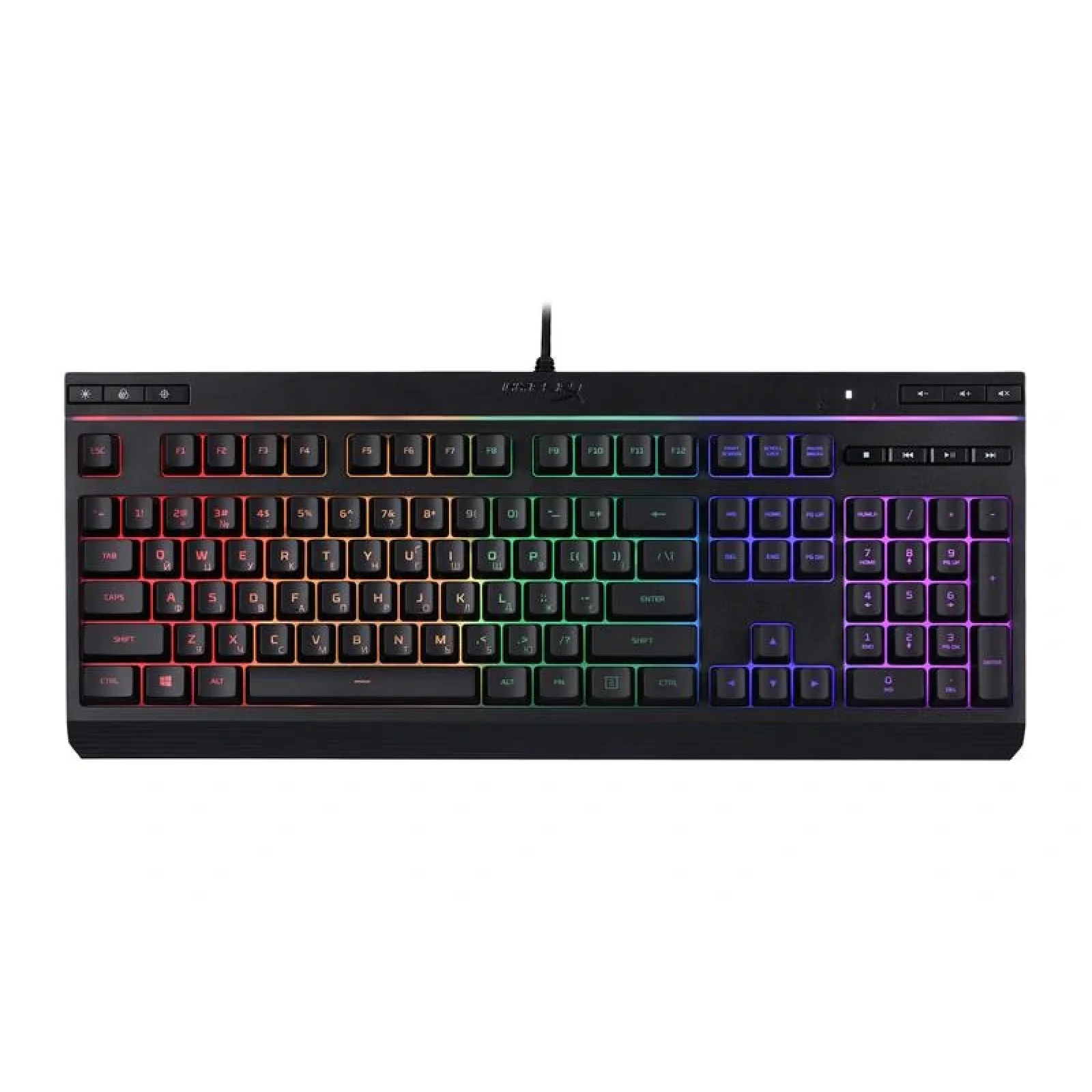 Клавіатура мембранна HyperX Alloy Core, 114key, USB-A, ENG/UA, RGB, чорний, 4P4F5AA UA