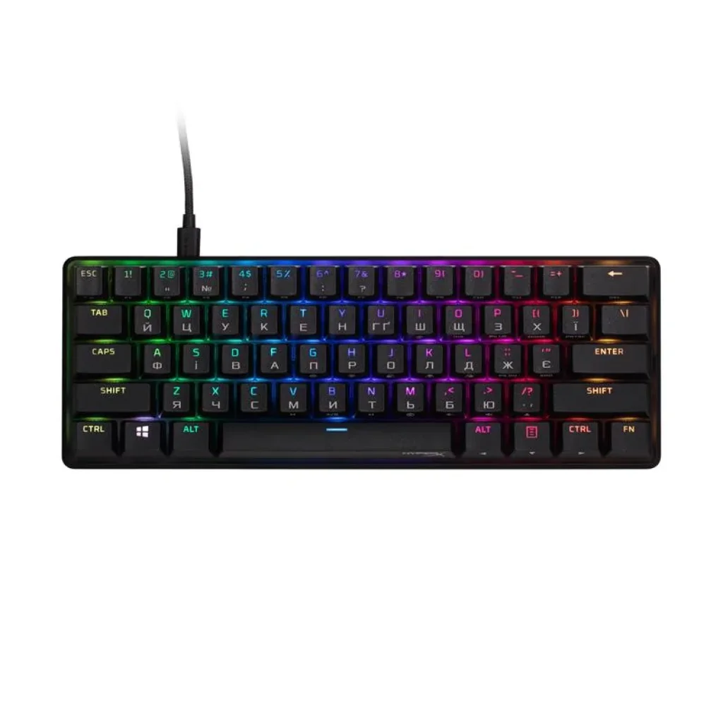 Клавіатура механічна HyperX Alloy Origins 60 61key, Red, USB-A, EN/UA, RGB, чорний, 4P5N4AA UA