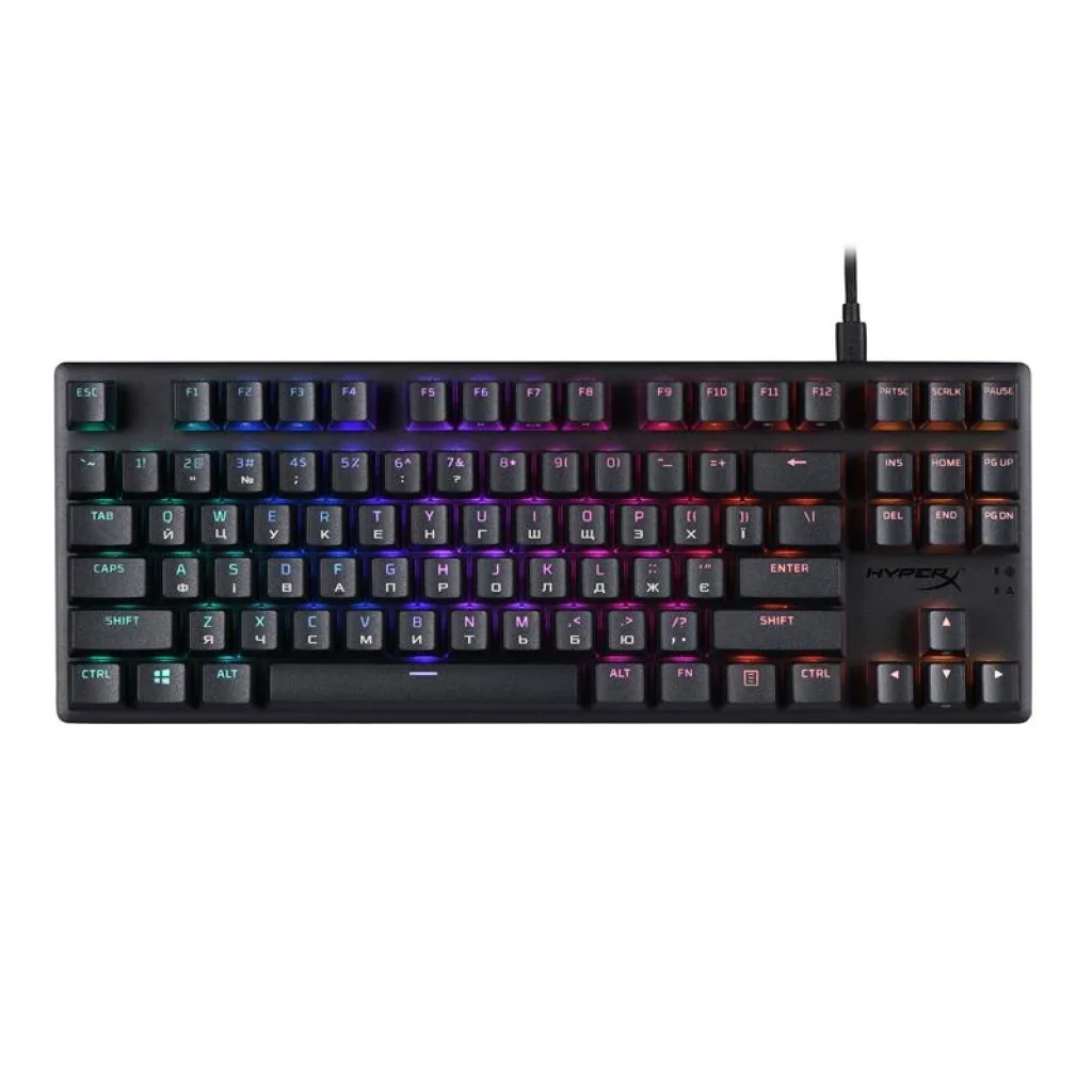 Клавіатура механічна HyperX Alloy Origins Core PBT 87key, Red, USB-A, EN/UK, RGB, чорний, 639N7AA UA