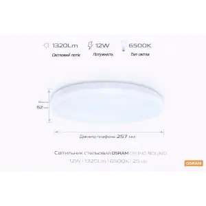 Світильник накладний OSRAM CEILING ROUND 12Вт 6500K 960Лм (4099854647178) UA