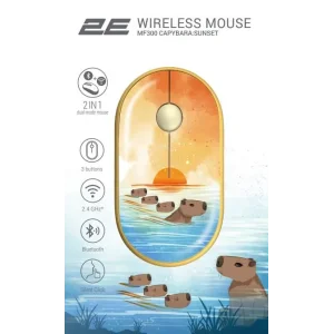 Миша 2E MF300 CAPYBARA:SUNSET Silent WL BT, жовтий, 2E-MF300WCAPIBARAYW UA