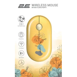 Миша 2E MF300 FLORA:POPPY Silent WL BT, жовтий, 2E-MF300WFLORAYW UA