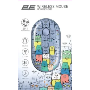 Миша 2E MF300 PETS:CATS Silent WL BT, синій, 2E-MF300WPETSBL UA