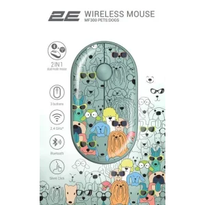 Миша 2E MF300 PETS:DOGS Silent WL BT, зелений, 2E-MF300WPETSGN UA