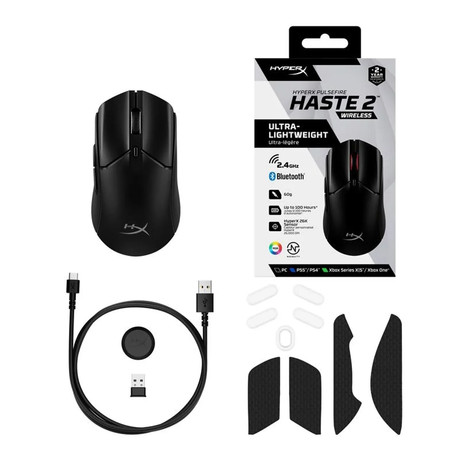 Миша HyperX Pulsefire Haste 2 WL, Black, 6N0B0AA UA