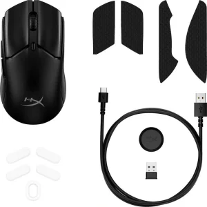 Миша HyperX Pulsefire Haste 2 mini, RGB, USB-A/WL/BT, чорний, 7D388AA UA