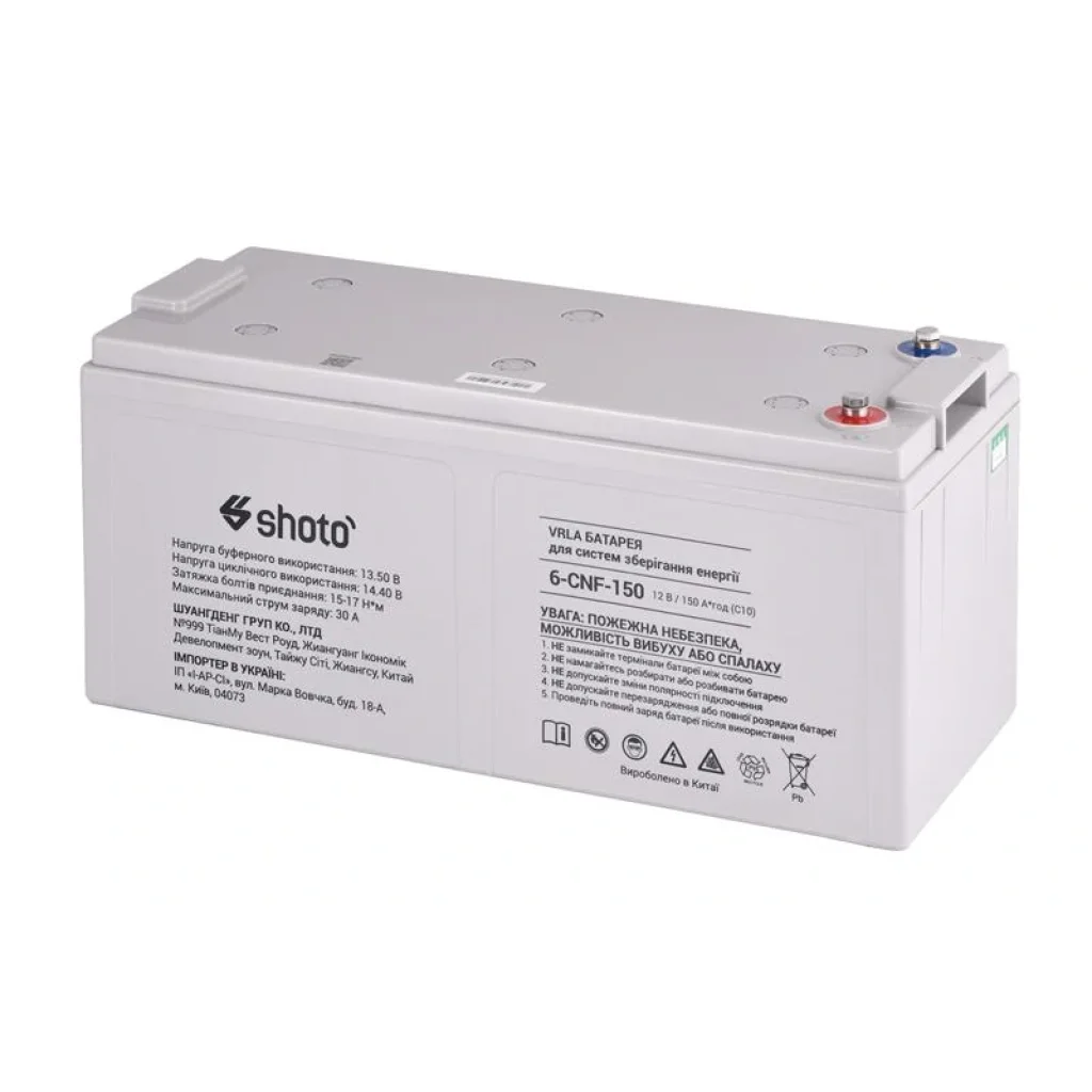 Акумуляторна батарея SHOTO 6CNF, 12В, 150А•год, GEL-CARBON, 6CNF-150 UA