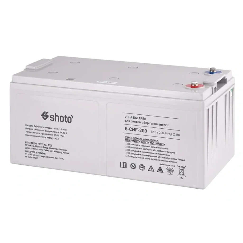 Акумуляторна батарея SHOTO 6CNF, 12В, 200А•год, GEL-CARBON, 6CNF-200 UA