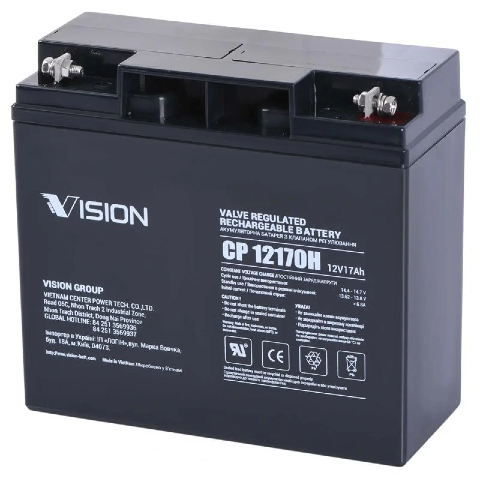 Акумуляторна батарея Vision CP, 12В, 17А•год, AGM, CP12170HD UA