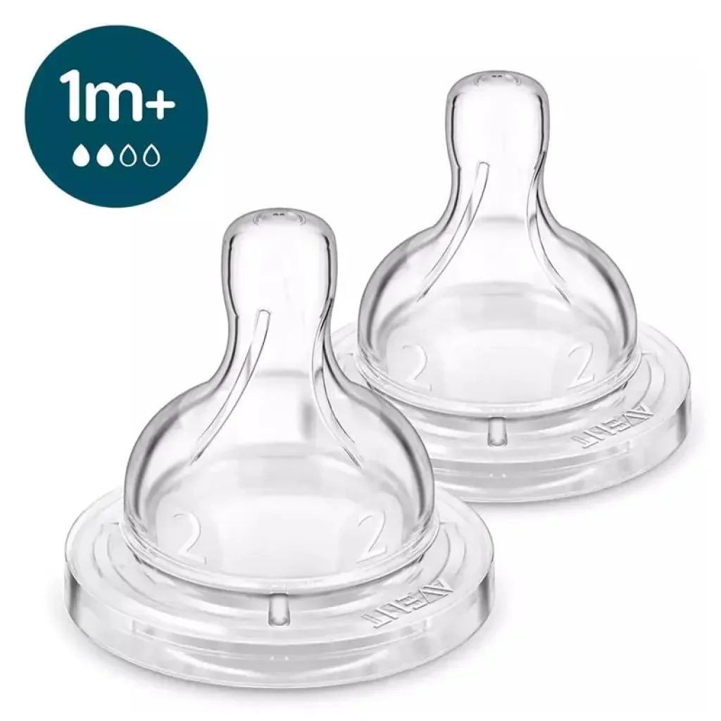 Соска Avent Anti-Colic 1міс+, силіконова, повільний потік, 2шт (SCY762/02) UA