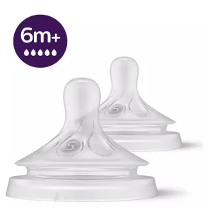 Соска Avent Natural 6міс+, силіконова, Природний потік, швидкий потік, 2шт (SCY965/02) UA