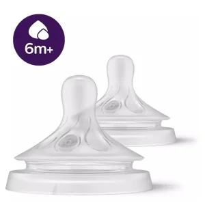 Соска Avent Natural 6міс+, силіконова, Природний потік, для густої їжі, 2шт (SCY966/02) UA