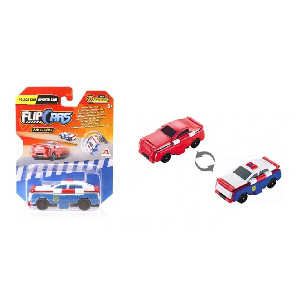 Машинка-трансформер Flip Cars 2 в 1 Спецтранспорт, Поліцейський автомобіль та Спорткар, EU463875-04 UA