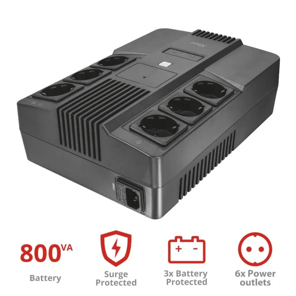 Джерело безперебійного живлення Trust Maxxon 800VA UPS with 6 standard wall power outlets BLACK, 23326_TRUST UA
