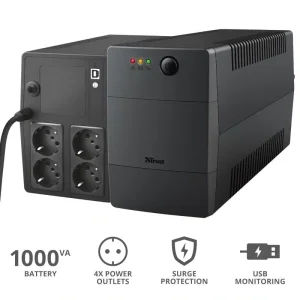 Джерело безперебійного живлення Trust Paxxon 1000VA UPS with 4 standard wall power outlets BLACK, 23504_TRUST UA