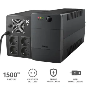 Джерело безперебійного живлення Trust Paxxon 1500VA UPS with 4 standard wall power outlets BLACK, 23505_TRUST UA