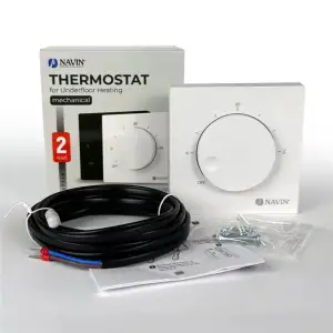 Терморегулятор Navin EH84WM-16A 5...35 °C для теплої підлоги механічний накладний дротовий датчик 16A 230В білий (24-160171-0140) UA