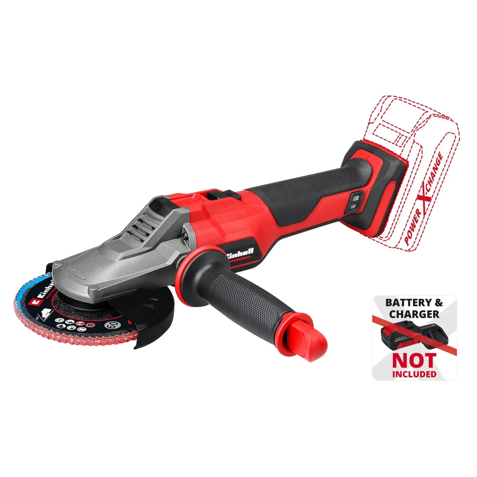Шліфмашина кутова акумуляторна Einhell Professional TP-AG 18/125 F Li BL - Solo PXC 18В безщіткова 125мм 8500об/хв плаский редуктор 1.57кг без АКБ та ЗП (4431175) UA