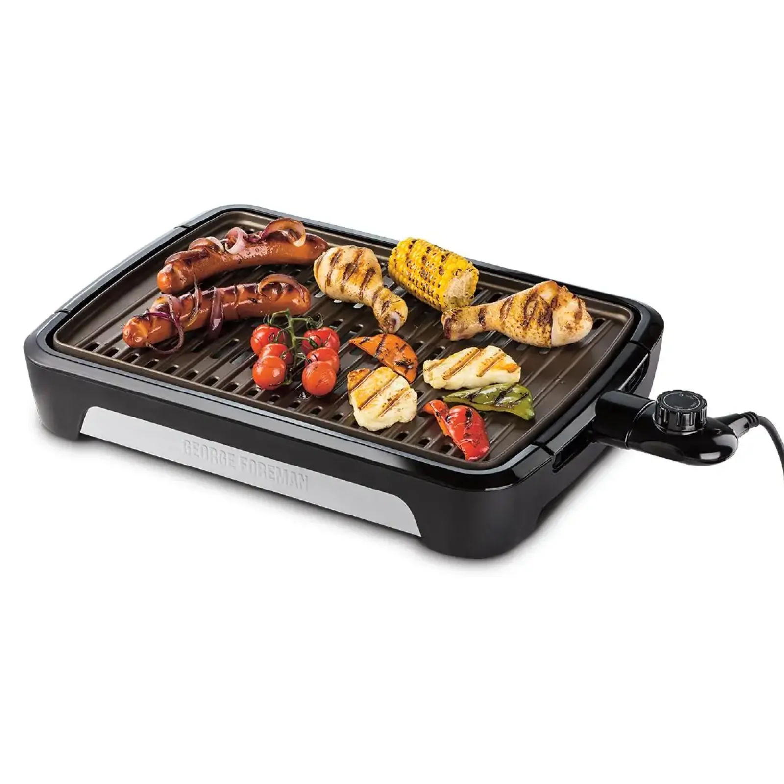 Гриль George Foreman барбекю Smokeless BBQ Grill 1606Вт, темп. режимів-3, з`ємні пластини, пластик, чорний (25850-56) UA