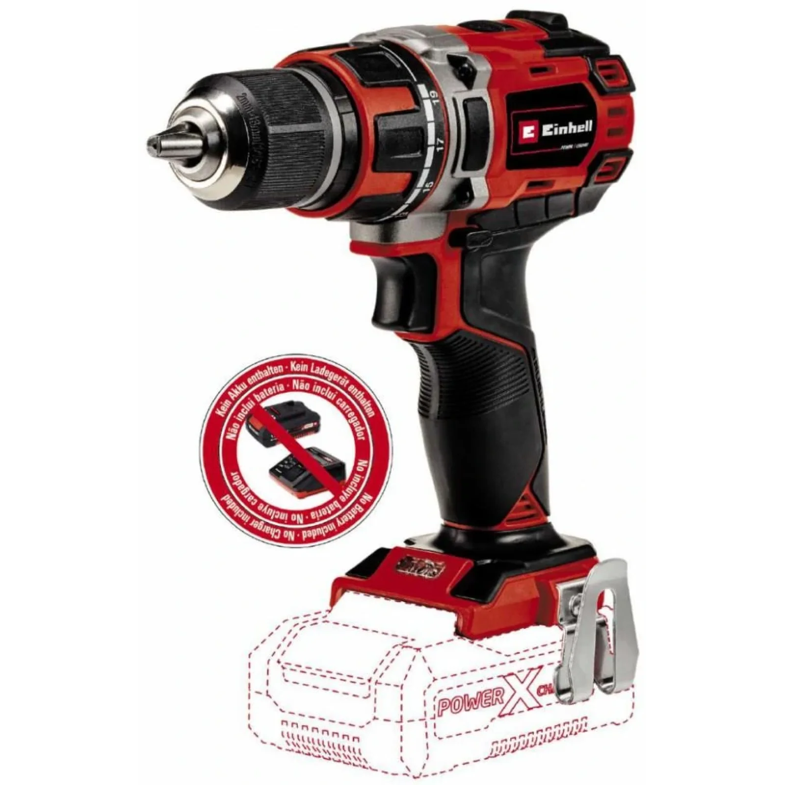 Дрель Einhell TE-CD 18/50 Li BL Solo X-Change аккум. 18 В, ономуфтовый, 0-500/0-1800 об/мин, 2-13 мм, 1.1 кг, 4513887 UA