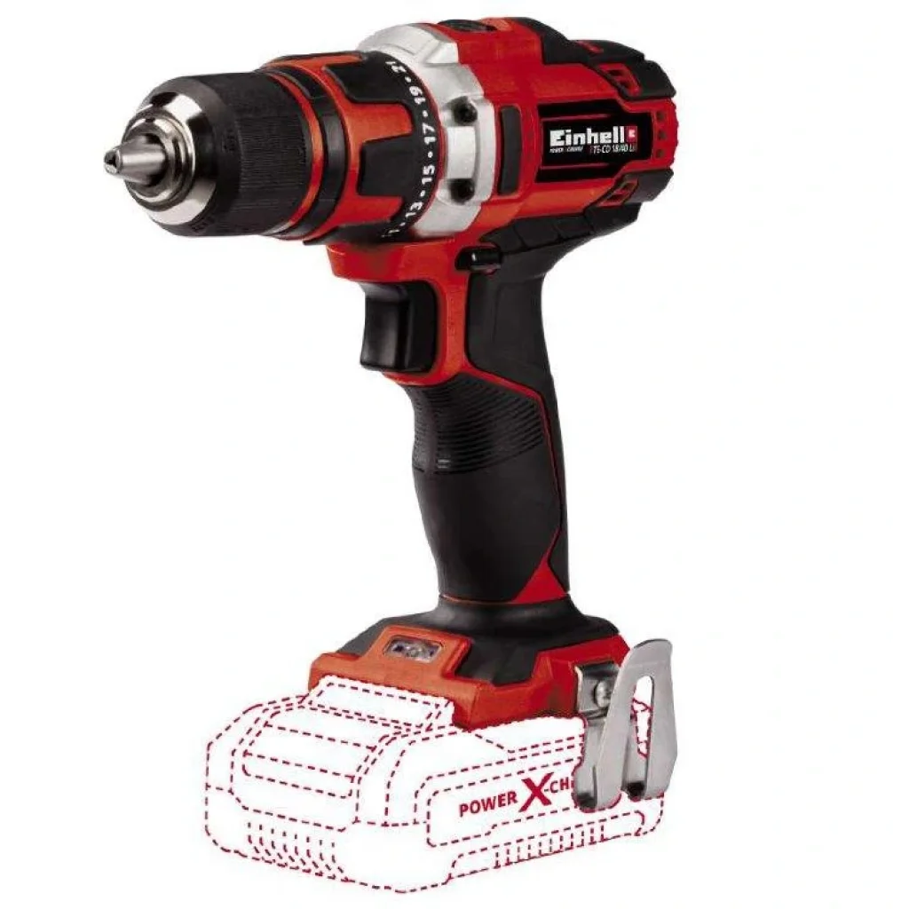 Шуруповерт-дриль Einhell TE-CD 18/40 Li-Solo, PXC, акум., БЗП, 40Нм, 400/1500 об/хв, 1.25кг, (без АКБ і ЗП), 4513925 UA