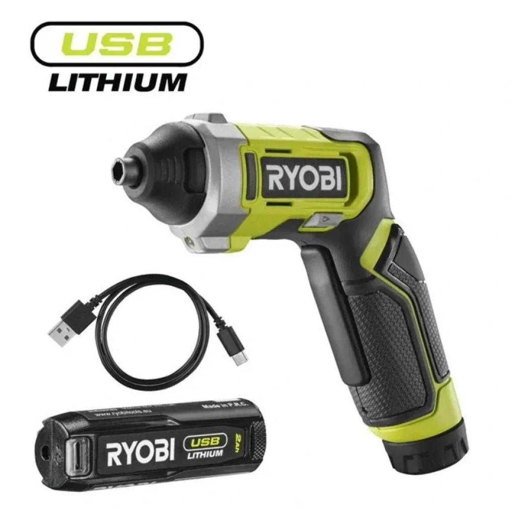 Викрутка акумуляторна Ryobi RSD4-120T 4В USB Lithium акб 1х2А·год 5Нм 200об·хв кейс для зберігання 10 насадок 0.37кг, 5133006210 UA