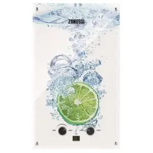 Газова колонка Zanussi GWH 10 Fonte Glass Glass Lime, 10 л/хв., 20 кВт, розпалювання від батарейок, GWH10FONTEGLASSLIME UA