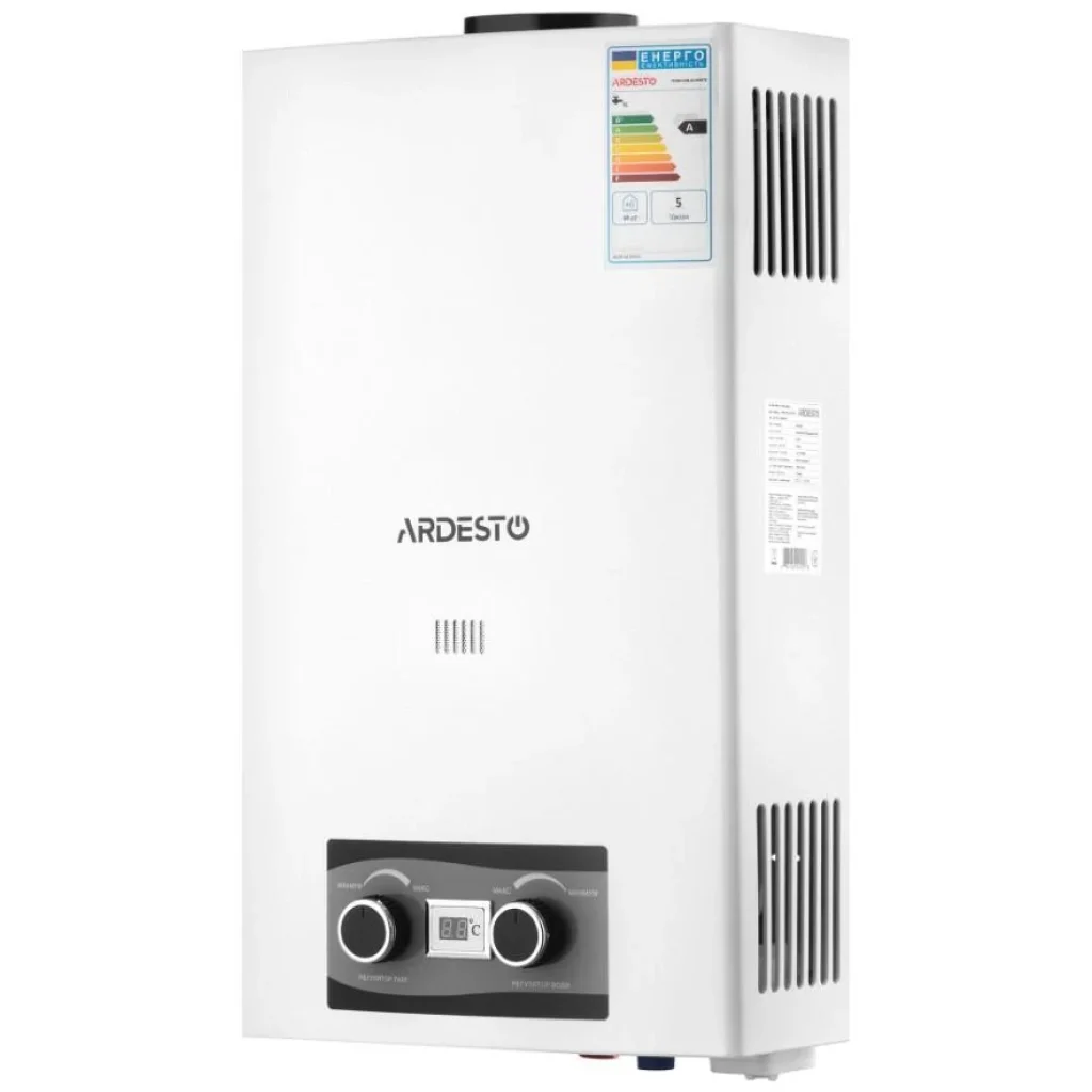 Газовая колонка Ardesto X2, 10 л/мин., 20 кВт, розжиг от батареек, дисплей, белый, TFGBH-10B-X2-WHITE UA