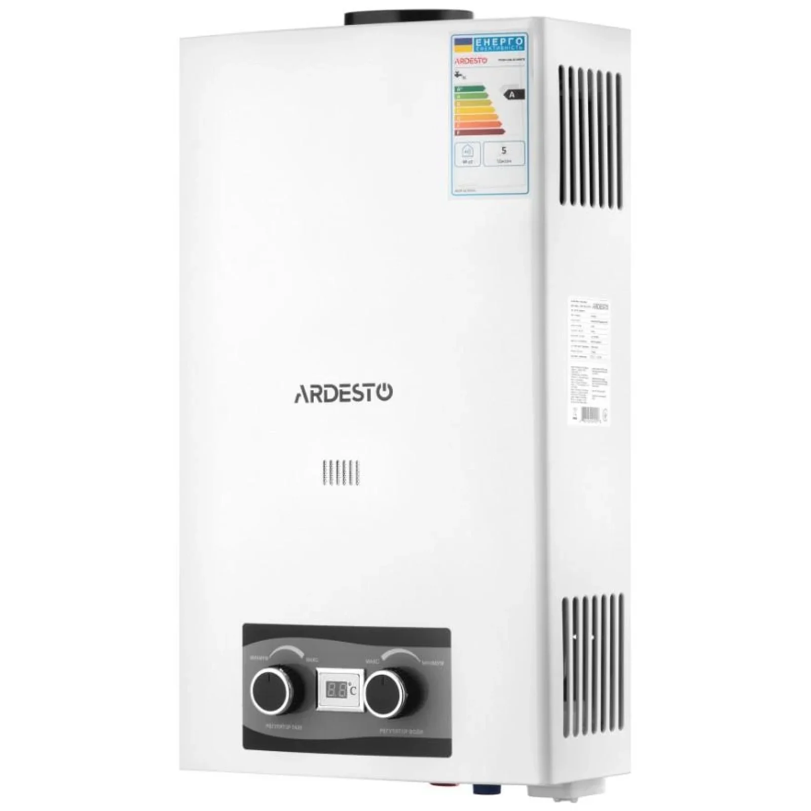 Газовая колонка Ardesto X2, 10 л/мин., 20 кВт, розжиг от батареек, дисплей, белый, TFGBH-10B-X2-WHITE UA