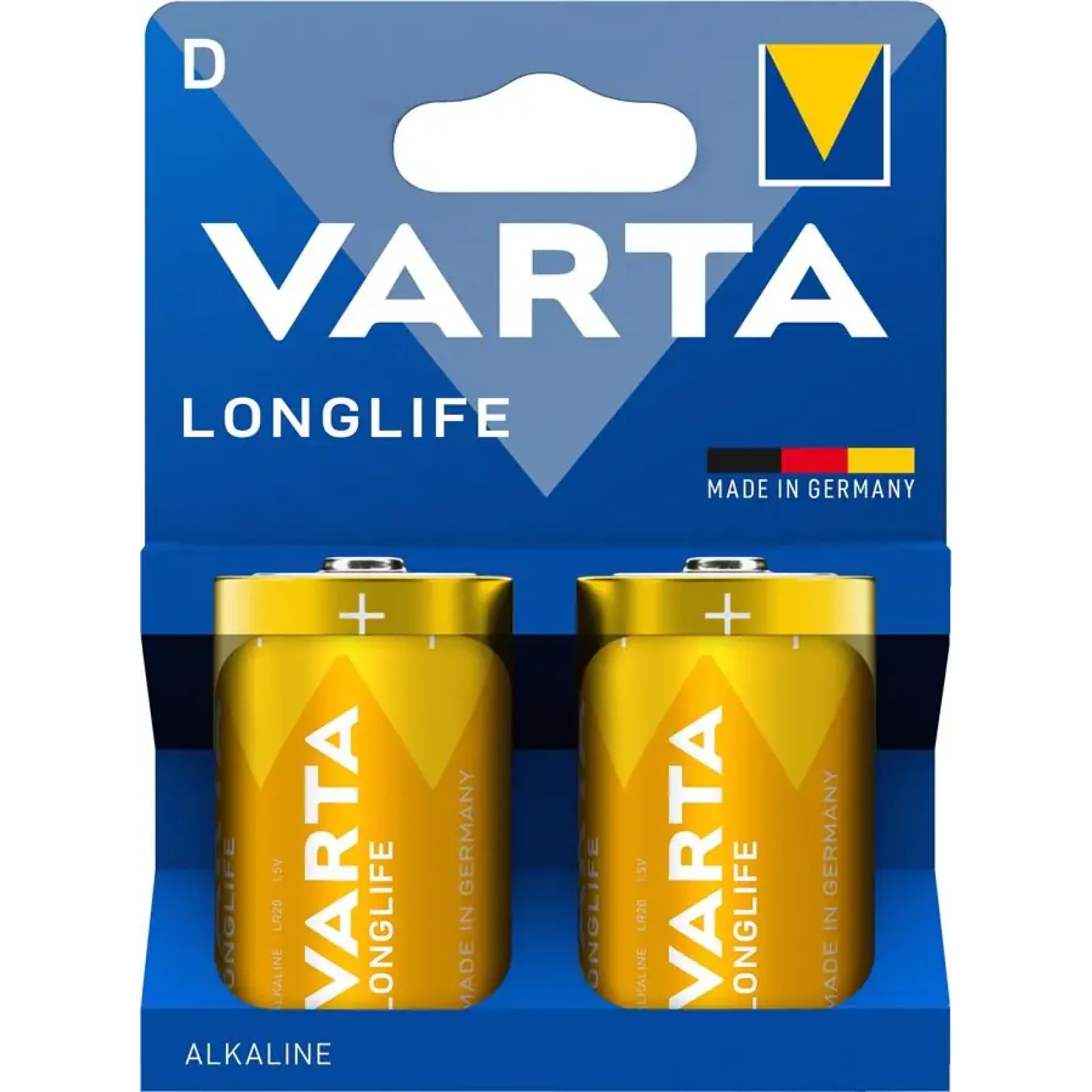 Батарейка Varta Longlife лужна D(LR20) блістер, 2 шт (04120101422) UA