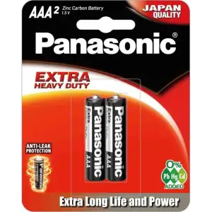 Батарейка Panasonic Extra Heavy Duty вугільно-цинкова AAA(R3) Блістер, 2 шт. (R03PT/2B) UA