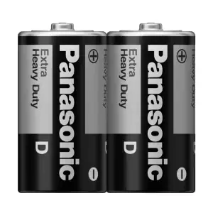 Батарейка Panasonic Extra Heavy Duty вугільно-цинкова D(R20) плівка, 2 шт. (R20NPT/2S) UA