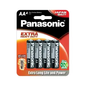 Батарейка Panasonic Extra Heavy Duty вугільно-цинкова AA(R6) блістер, 4 шт. (R6NPT/4B) UA