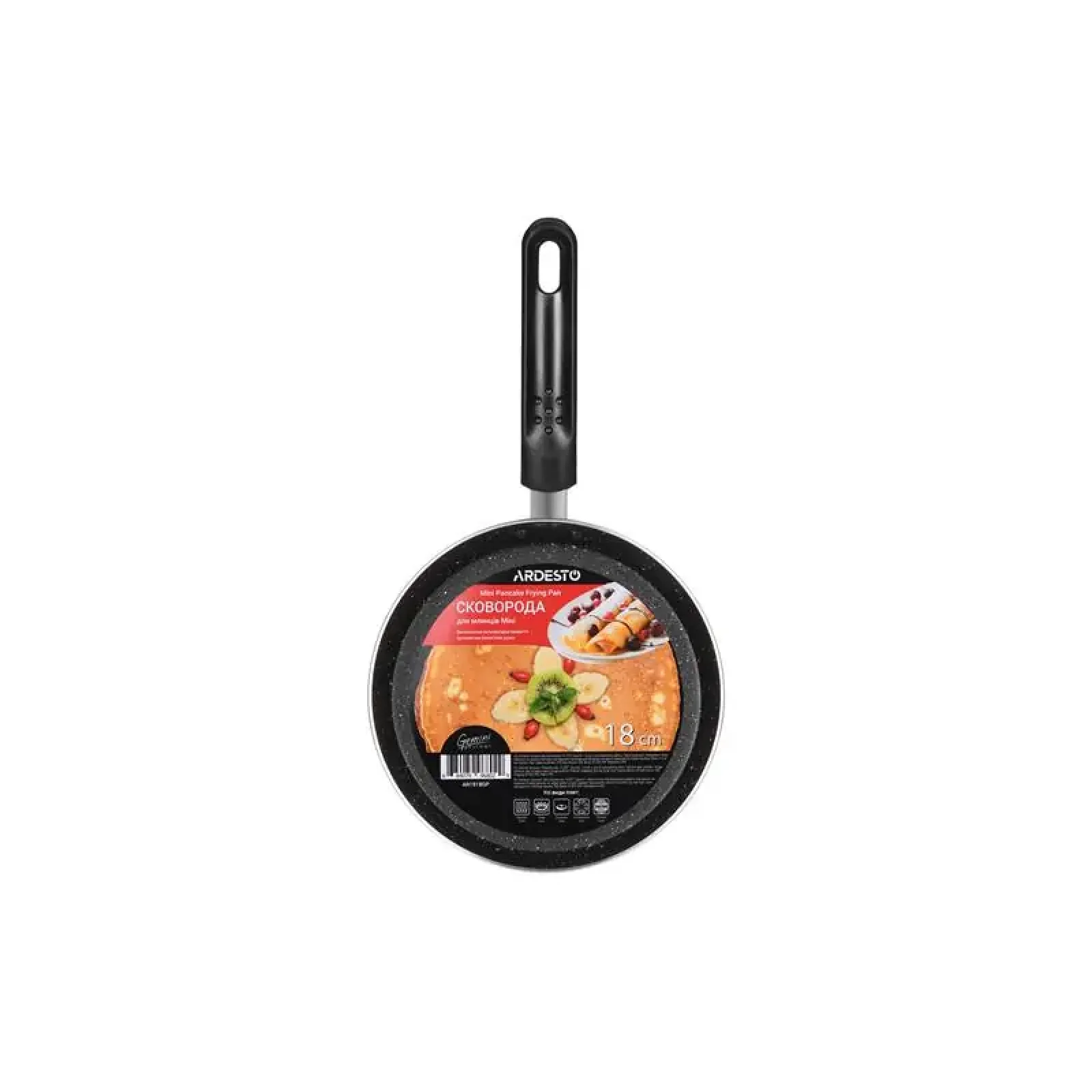 Сковорода для млинців Mini Ardesto Gemini Gourmet, 18см, алюміній, Black (AR1918GP) UA