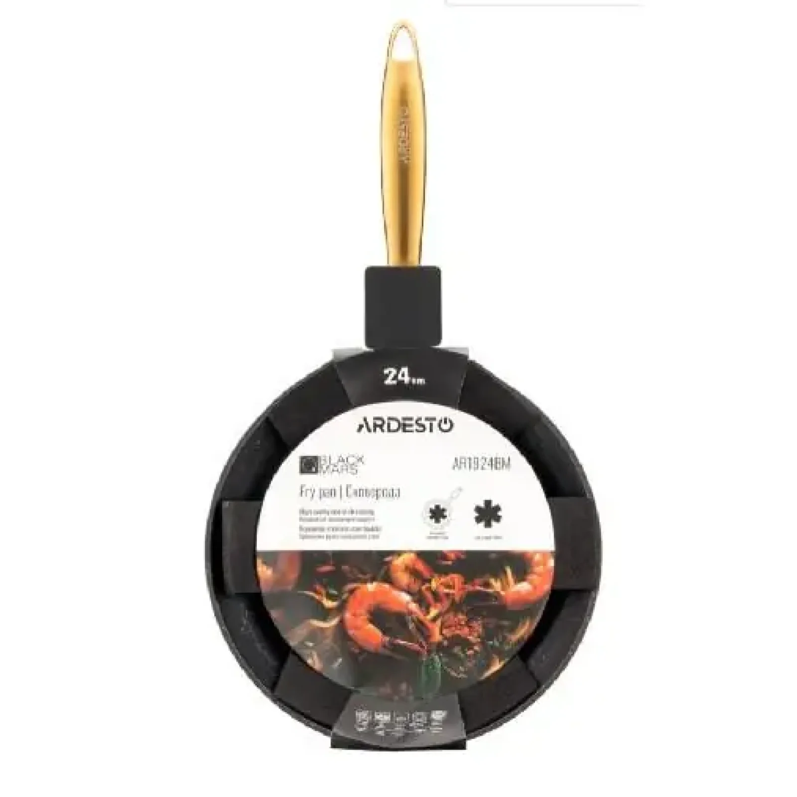 Сковорода Ardesto Black Mars Sparkle, 24см, алюміній, чорний (AR1924BM) UA