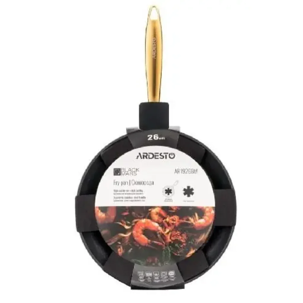 Сковорода Ardesto Black Mars Sparkle, 26см, алюміній, чорний (AR1926BM) UA