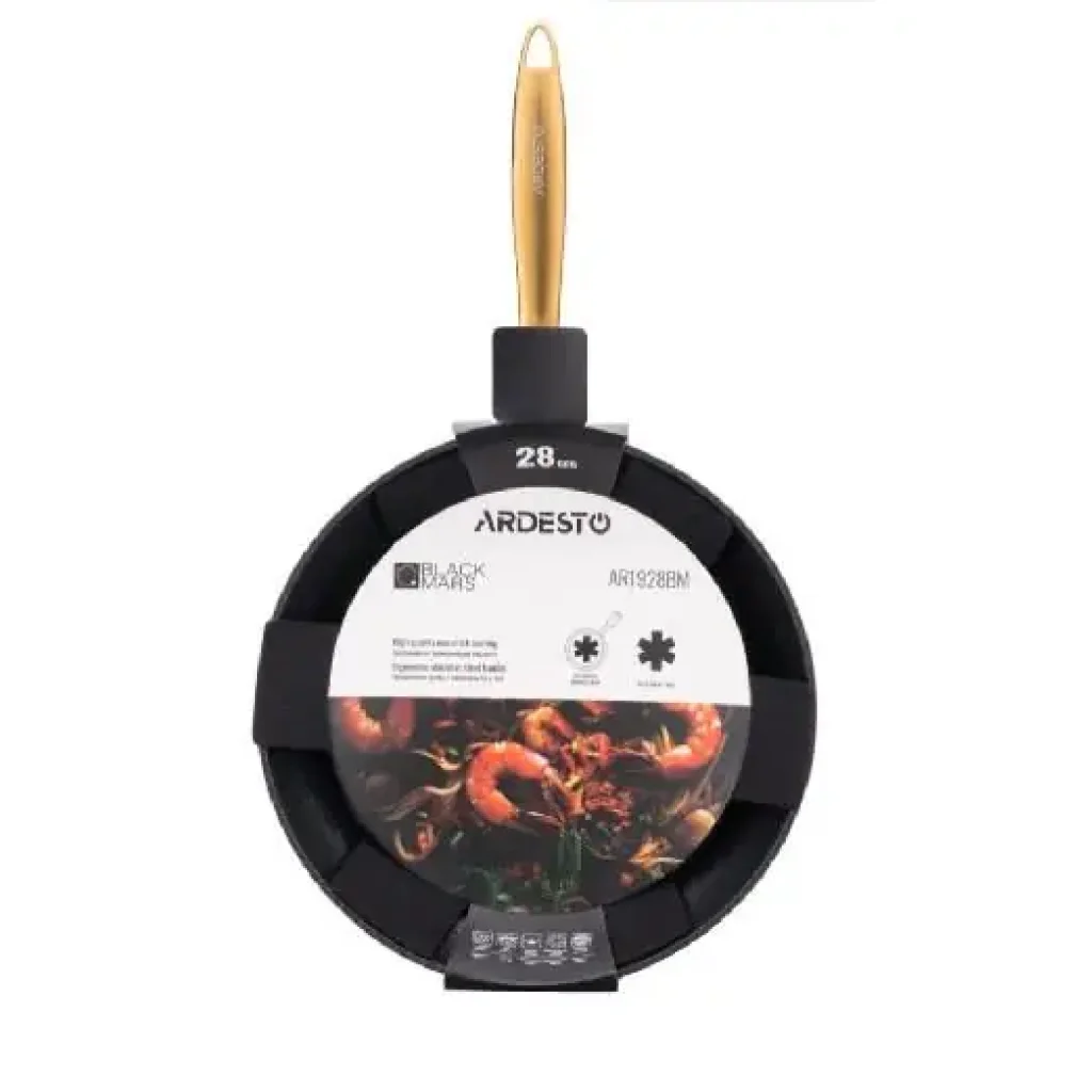 Сковорода Ardesto Black Mars Sparkle, 28см, алюміній, чорний (AR1928BM) UA