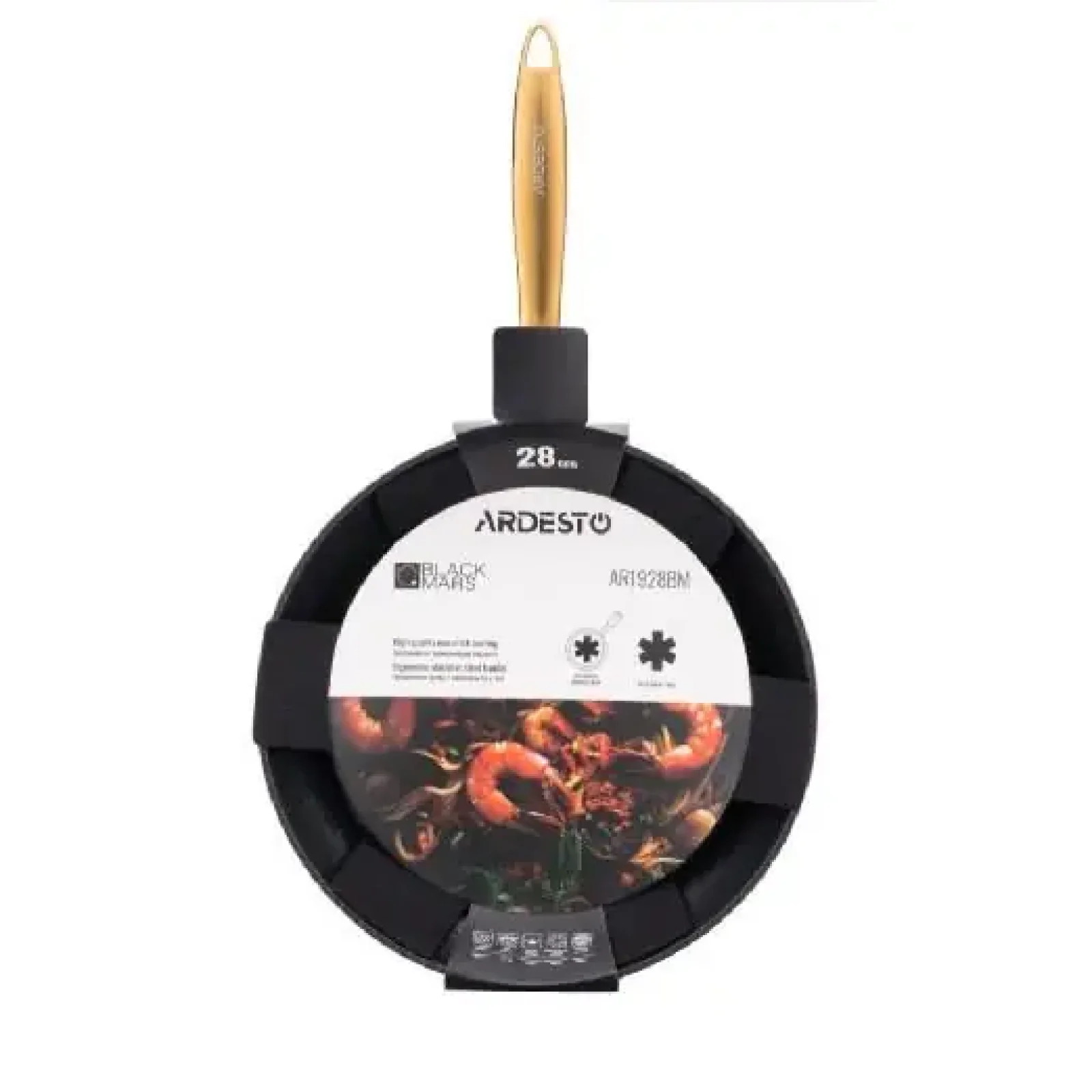 Сковорода Ardesto Black Mars Sparkle, 28см, алюміній, чорний (AR1928BM) UA