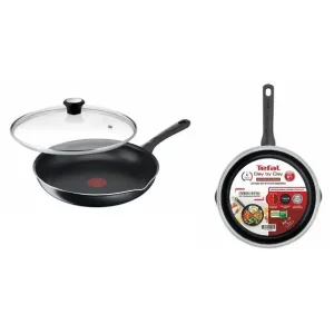 Сковорода з кришкою Tefal Day by Day, 24см, з кришкою, алюміній, бакеліт, скло, чорний (B5580423UA) UA