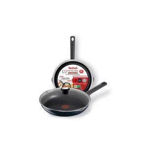 Сковорода з кришкою Tefal Family Day, 24см, алюміній, бакеліт, скло, чорний (B5660453UA) UA