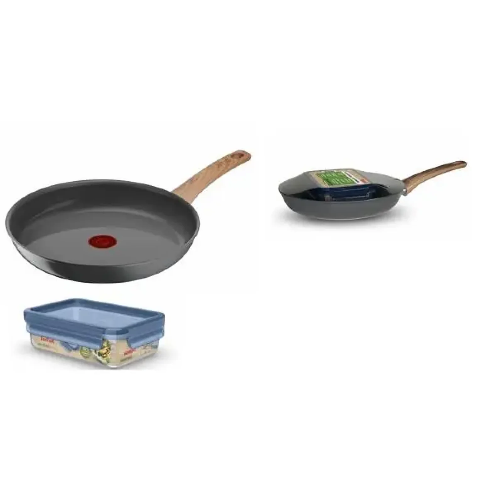 Сковорода Tefal Renew+контейнер Tefal Master Seal Eco,26см, 0.8л, алюміній, бакеліт, скло, сірий, прозорий (C4250543) UA