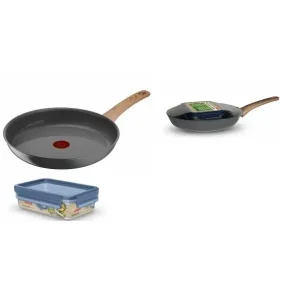 Сковорода Tefal Renew+контейнер Tefal Master Seal Eco,26см, 0.8л, алюміній, бакеліт, скло, сірий, прозорий (C4250543) UA