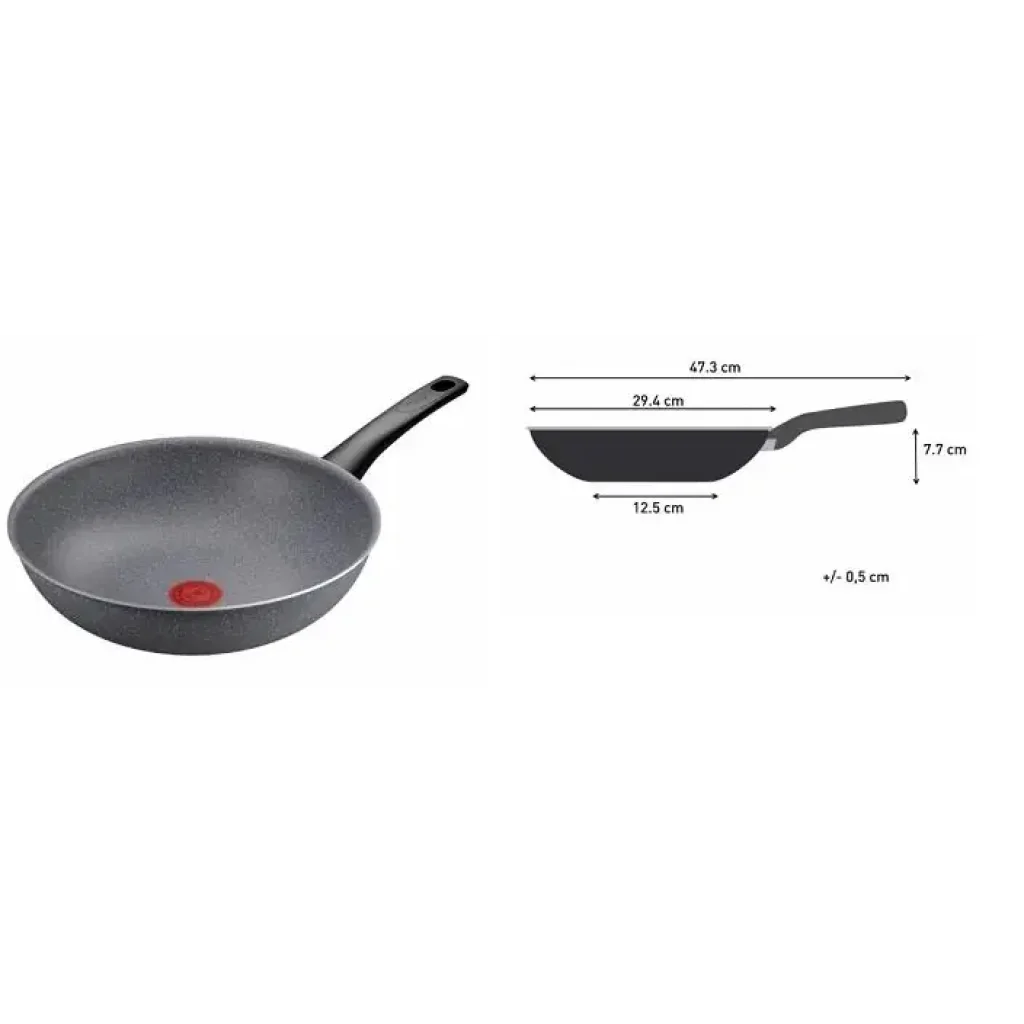 Сковорода ВОК Tefal Hard Stone,28см, алюміній, бакеліт, сірий (D4561932) UA