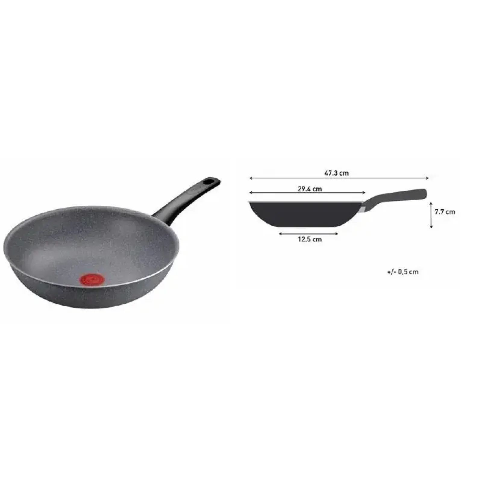 Сковорода ВОК Tefal Hard Stone,28см, алюміній, бакеліт, сірий (D4561932) UA