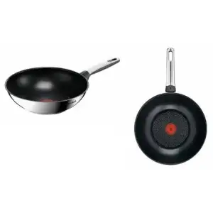 Сковорода ВОК Tefal Emotion+, 28см, нержавіюча сталь, бакеліт, чорний (E3271944) UA