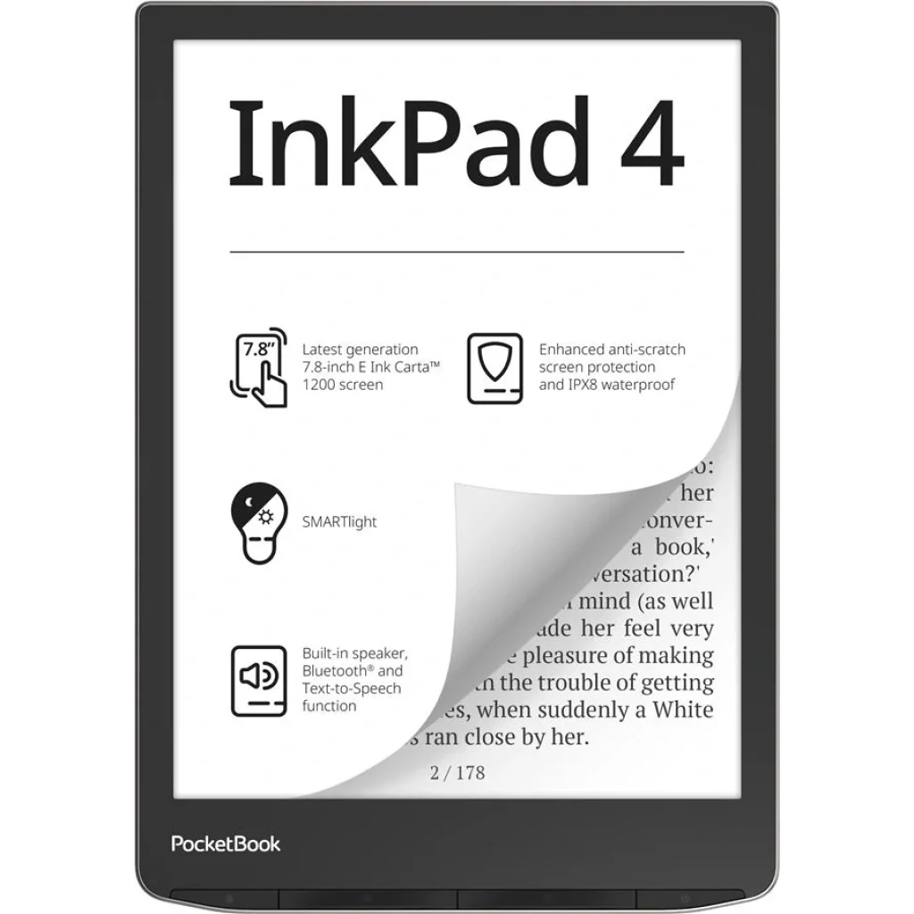 Електронна книга PocketBook 743G InkPad 4, Stardust Silver, PB743G-U-CIS UA