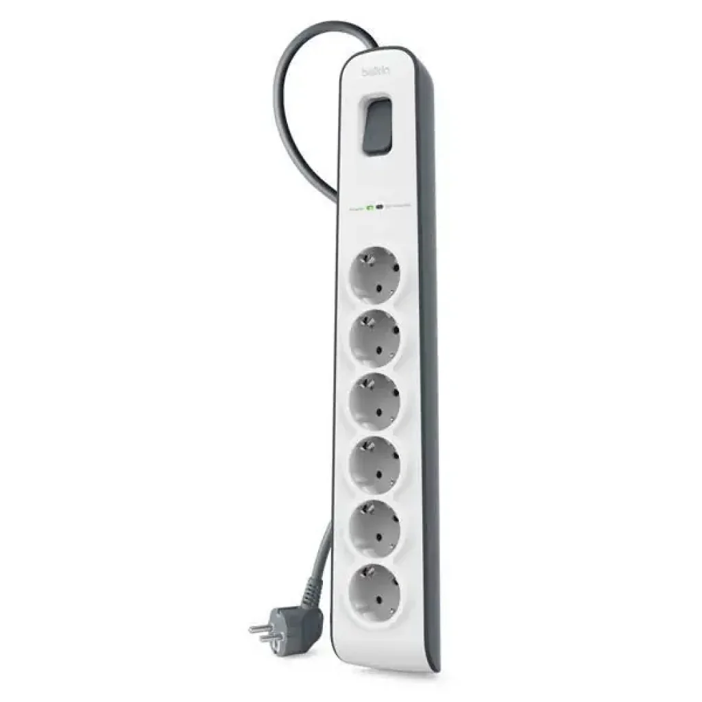 Подовжувач-фільтр мережевий Belkin 6хТип F, 3x1.5мм кв, 16А, з захистом від перенапруги, 2м, білий (BSV603VF2M-V2) UA