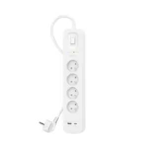 Подовжувач мережевий Belkin 2м, 4хТипE, 16А, USB-A/USB-C 18Вт, фільтр, білий (SRB001CA2M) UA