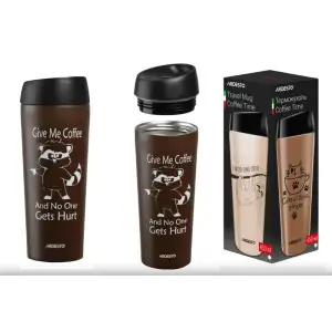 Термочашка ARDESTO Coffee time Raccoon 450мл коричневая (AR2645DML) UA