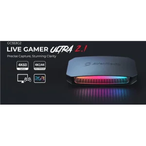 Пристрій захоплення відео AVerMedia GC553G2 ULTRA 2.1 RGB, 2160p144(pass-trought), 2160p60(record), чорний, 61GC553G20BV UA